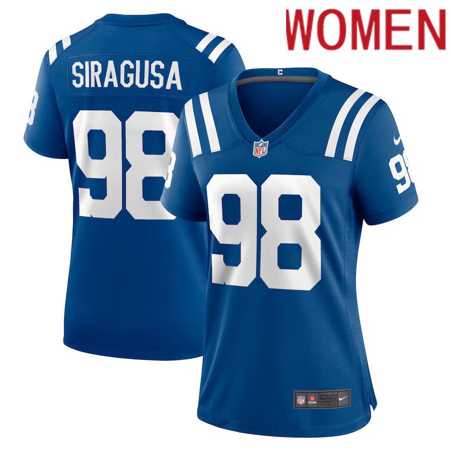 Women Indianapolis Colts #98 Tony Siragusa Nike Royal Game Retired Player NFL Jersey->women nfl jersey->Women Jersey